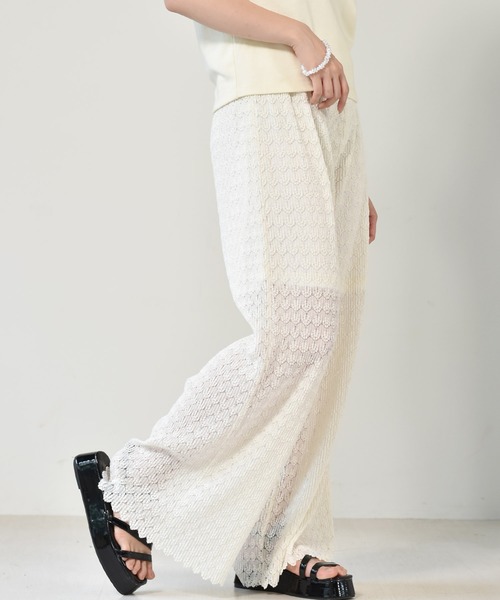 ems excite（エムズエキサイト）の「柄レースプリーツパンツ（その他パンツ・レディース・アイボリー/ブルー/ブラック・FREE）」の10枚目の写真