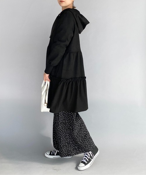 PICCIN（ピッチン）の「ボンディングスエード切替ティアードフードコート（その他アウター・レディース・ブラック/ベージュ・M）」の6枚目の写真