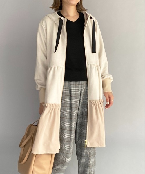 PICCIN（ピッチン）の「ボンディングスエード切替ティアードフードコート（その他アウター・レディース・ブラック/ベージュ・M）」の17枚目の写真