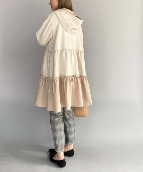 PICCIN（ピッチン）の「ボンディングスエード切替ティアードフードコート（その他アウター・レディース・ブラック/ベージュ・M）」の11枚目の写真