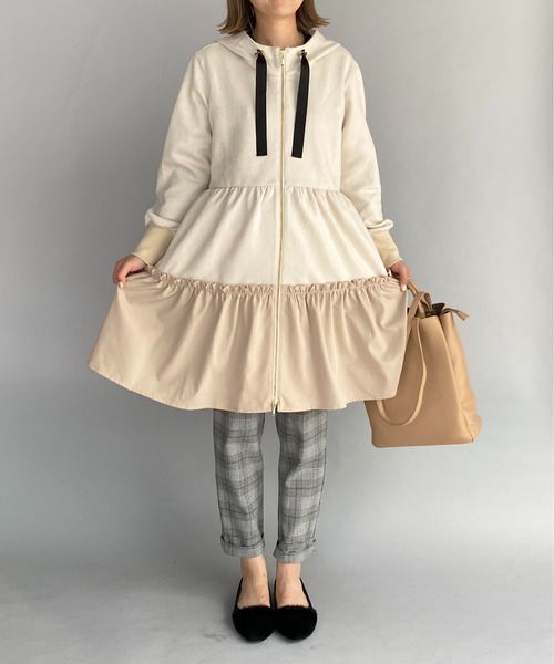 PICCIN（ピッチン）の「ボンディングスエード切替ティアードフードコート（その他アウター・レディース・ブラック/ベージュ・M）」の18枚目の写真