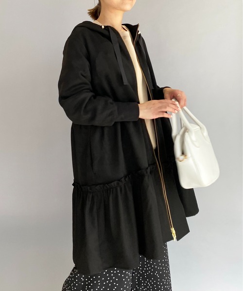 PICCIN（ピッチン）の「ボンディングスエード切替ティアードフードコート（その他アウター・レディース・ブラック/ベージュ・M）」の16枚目の写真