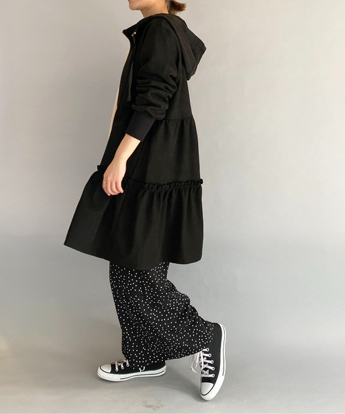 PICCIN（ピッチン）の「ボンディングスエード切替ティアードフードコート（その他アウター・レディース・ブラック/ベージュ・M）」の13枚目の写真