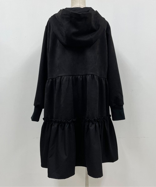 PICCIN（ピッチン）の「ボンディングスエード切替ティアードフードコート（その他アウター・レディース・ブラック/ベージュ・M）」の7枚目の写真