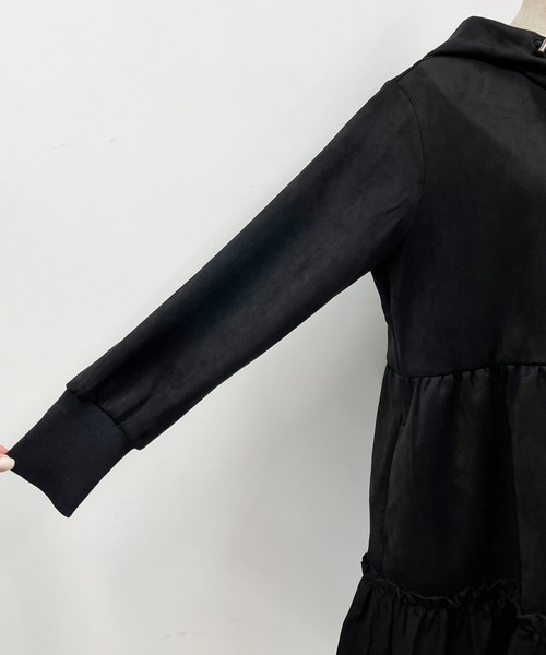 PICCIN（ピッチン）の「ボンディングスエード切替ティアードフードコート（その他アウター・レディース・ブラック/ベージュ・M）」の12枚目の写真