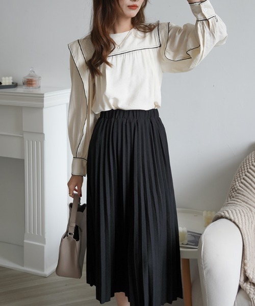 Diosfront（ディオスフロント）の「スクエア配色ラインブラウス（シャツ/ブラウス・レディース・ベージュ/ブルー/ブラック・FREE）」の22枚目の写真