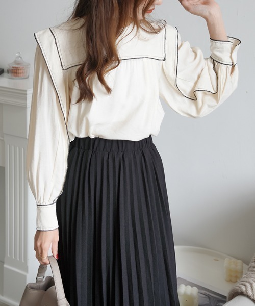 Diosfront（ディオスフロント）の「スクエア配色ラインブラウス（シャツ/ブラウス・レディース・ベージュ/ブルー/ブラック・FREE）」の21枚目の写真