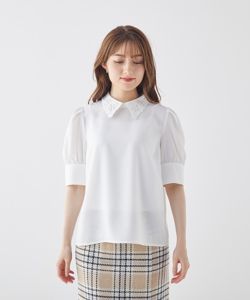 BE RADIANCE(ビーラディエンス)の「衿刺繍デシンブラウス(シャツ/ブラウス・レディース・オフホワイト/ラベンダー/ミント・FREE)」の22枚目の写真