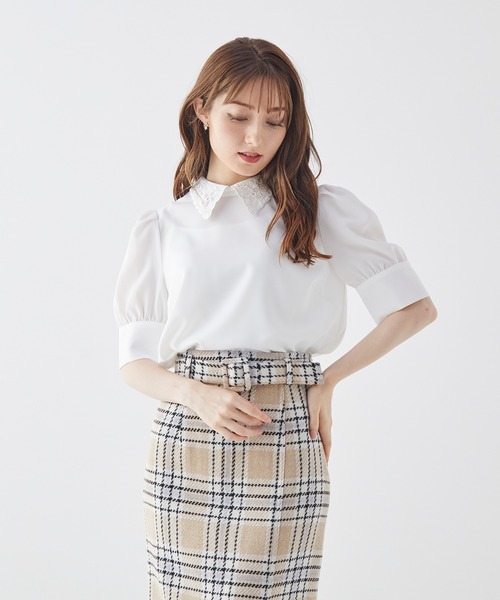 BE RADIANCE(ビーラディエンス)の「衿刺繍デシンブラウス(シャツ/ブラウス・レディース・オフホワイト/ラベンダー/ミント・FREE)」の13枚目の写真