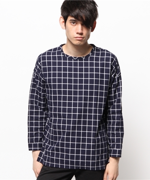 CIAOPANIC（チャオパニック）の「【Ciaopanic】7分ウィンドペンチェック（シャツ/ブラウス・メンズ・ネイビー/ホワイト・MEDIUM/LARGE）」の3枚目の写真