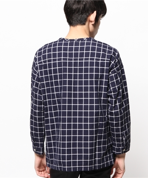 CIAOPANIC（チャオパニック）の「【Ciaopanic】7分ウィンドペンチェック（シャツ/ブラウス・メンズ・ネイビー/ホワイト・MEDIUM/LARGE）」の5枚目の写真