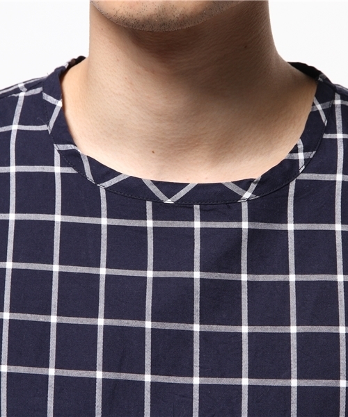CIAOPANIC（チャオパニック）の「【Ciaopanic】7分ウィンドペンチェック（シャツ/ブラウス・メンズ・ネイビー/ホワイト・MEDIUM/LARGE）」の6枚目の写真