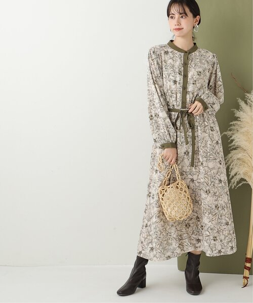 通販でクリスマス セール 配色バンドカラーアートフラワーワンピース ワンピース Frames Ray Cassin フレームスレイカズン のファッション お買得な商品 Dev Myvalleynews Com