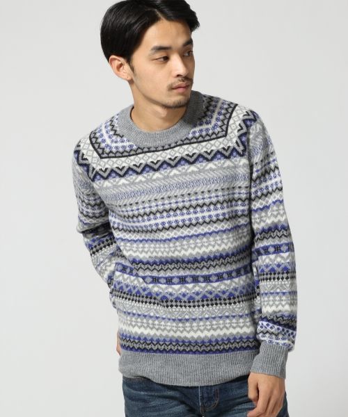 GLOBAL WORK(グローバルワーク)の「フェアアイルクルーニット/549121(ニット/セーター・メンズ・ホワイト/ブラック・LARGE/MEDIUM)」の1枚目の写真