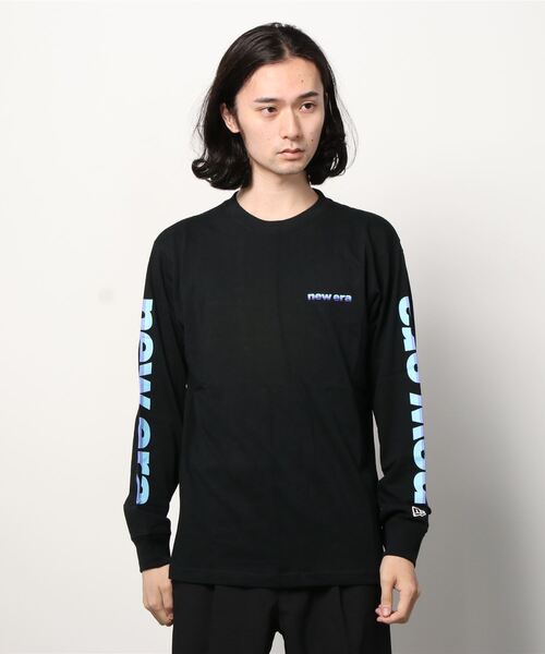 NEW ERA（ニューエラ）の「【NEW　ERA/ニューエラ】3-Toneロゴ 袖プリント長袖Tシャツ/ビッグシルエット/ブラック（Tシャツ/カットソー・メンズ・ブラック・XL/M/L）」の2枚目の写真