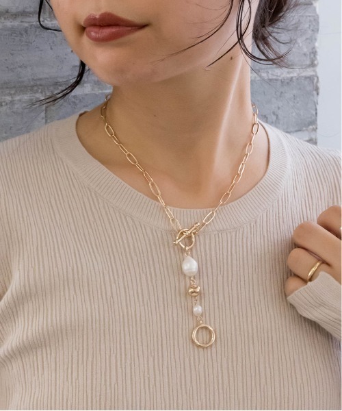 RANDA（ランダ）の「淡水パールチェーンネックレス（ネックレス・レディース・シルバー/ゴールド・FREE）」の2枚目の写真