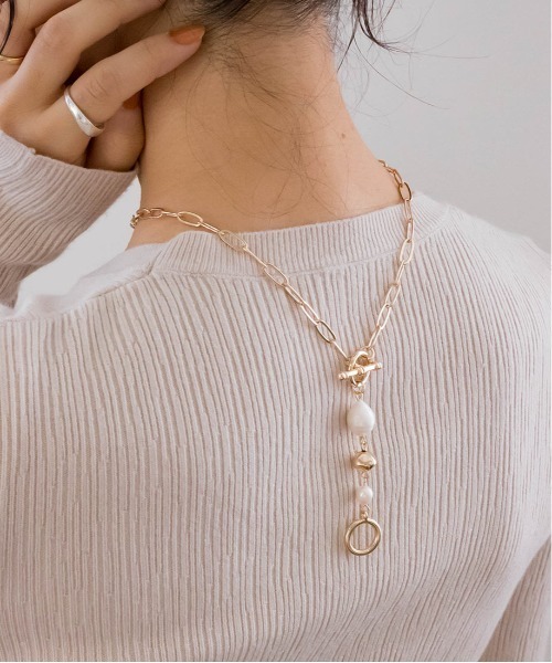 RANDA（ランダ）の「淡水パールチェーンネックレス（ネックレス・レディース・シルバー/ゴールド・FREE）」の7枚目の写真