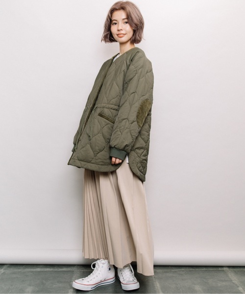 refinedworks(リファインドワークス)の「エルボーパッチキルティングミドルコート(その他アウター・レディース・チャコールグレー/ベージュ/カーキ・FREE)」の10枚目の写真