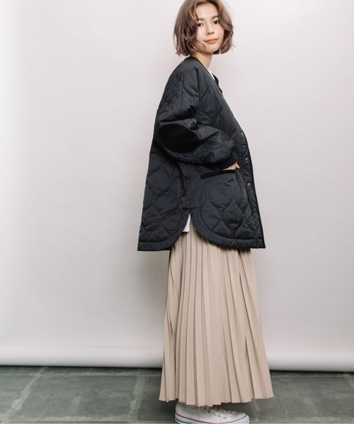 refinedworks(リファインドワークス)の「エルボーパッチキルティングミドルコート(その他アウター・レディース・チャコールグレー/ベージュ/カーキ・FREE)」の9枚目の写真