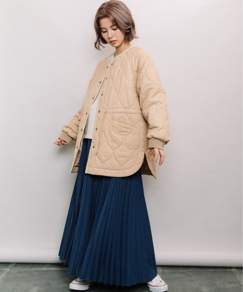 refinedworks(リファインドワークス)の「エルボーパッチキルティングミドルコート(その他アウター・レディース・チャコールグレー/ベージュ/カーキ・FREE)」の5枚目の写真