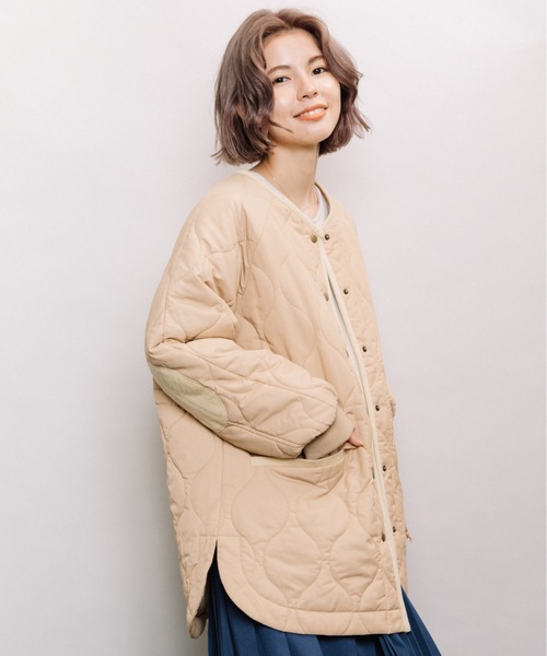 refinedworks(リファインドワークス)の「エルボーパッチキルティングミドルコート(その他アウター・レディース・チャコールグレー/ベージュ/カーキ・FREE)」の15枚目の写真