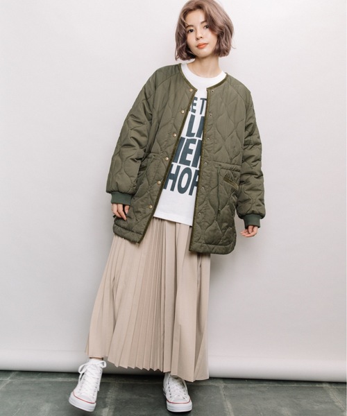 refinedworks(リファインドワークス)の「エルボーパッチキルティングミドルコート(その他アウター・レディース・チャコールグレー/ベージュ/カーキ・FREE)」の22枚目の写真