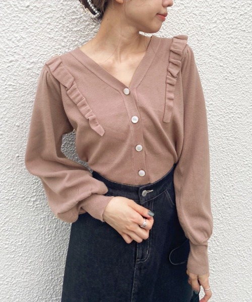 OLIVE des OLIVE(オリーブデオリーブ)の「天使のカーディガン(カーディガン/ボレロ・レディース・アイボリー/ピンク系その他/ラベンダー/ミント/ブラウン・FREE)」の3枚目の写真