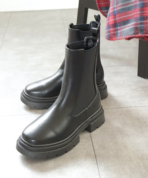 grandfleur（グランドフルール）の「厚底トラックソールサイドゴアブーツ/ミドルブーツ（ブーツ・レディース・ブラック・LL/3L/S/M/L）」の12枚目の写真