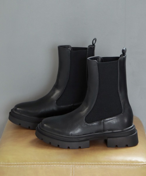 grandfleur（グランドフルール）の「厚底トラックソールサイドゴアブーツ/ミドルブーツ（ブーツ・レディース・ブラック・LL/3L/S/M/L）」の13枚目の写真