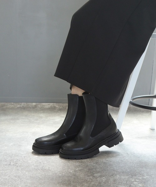 grandfleur（グランドフルール）の「厚底トラックソールサイドゴアブーツ/ミドルブーツ（ブーツ・レディース・ブラック・LL/3L/S/M/L）」の21枚目の写真