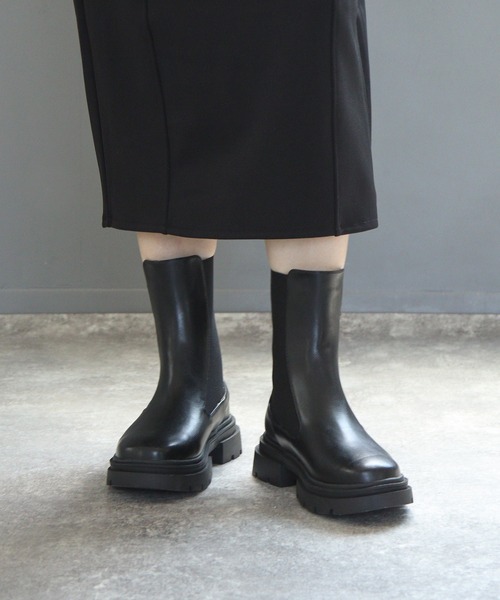 grandfleur（グランドフルール）の「厚底トラックソールサイドゴアブーツ/ミドルブーツ（ブーツ・レディース・ブラック・LL/3L/S/M/L）」の20枚目の写真