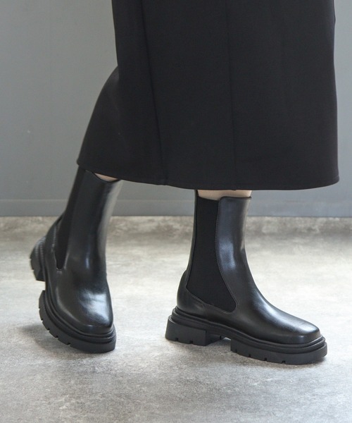 grandfleur（グランドフルール）の「厚底トラックソールサイドゴアブーツ/ミドルブーツ（ブーツ・レディース・ブラック・LL/3L/S/M/L）」の19枚目の写真