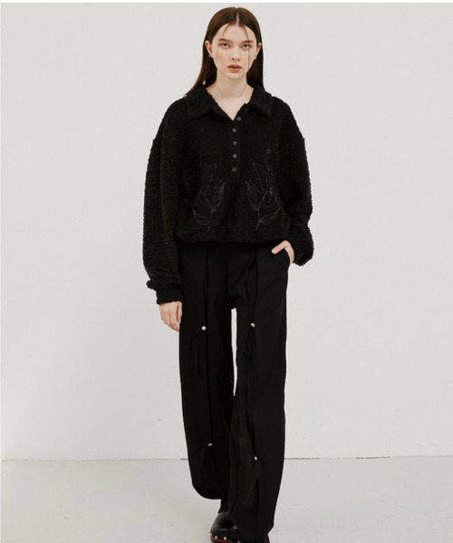 ESC STUDIO（イーエスシースタジオ）の「【ESC STUDIO/イーエスシー スタジオ】flower knit polo mtm/フラワーニットポロエムティーエム ポロシャツ 花柄刺繍シャツ（ポロシャツ・メンズ・ベージュ/グリーン/ブラック・ONE SIZE）」の10枚目の写真