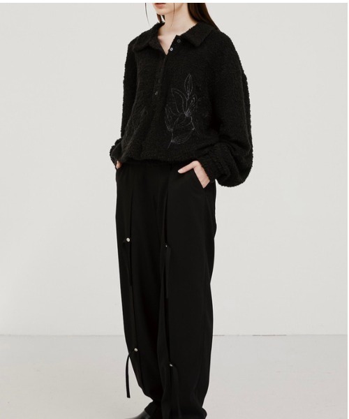 ESC STUDIO（イーエスシースタジオ）の「【ESC STUDIO/イーエスシー スタジオ】flower knit polo mtm/フラワーニットポロエムティーエム ポロシャツ 花柄刺繍シャツ（ポロシャツ・メンズ・ベージュ/グリーン/ブラック・ONE SIZE）」の13枚目の写真