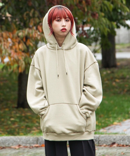 ZIP FIVE（ジップファイブ）の「【ZIP FIVE】【肉厚】ステッチパーカー/フーディー（パーカー・レディース・ブラウン/カーキ/ベージュ/アイボリー/ブラック/ブルー/チャコール・LARGE/MEDIUM/X-LARGE）」の5枚目の写真