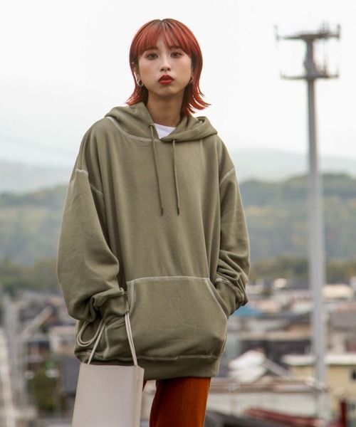 ZIP FIVE（ジップファイブ）の「【ZIP FIVE】【肉厚】ステッチパーカー/フーディー（パーカー・レディース・ブラウン/カーキ/ベージュ/アイボリー/ブラック/ブルー/チャコール・LARGE/MEDIUM/X-LARGE）」の6枚目の写真