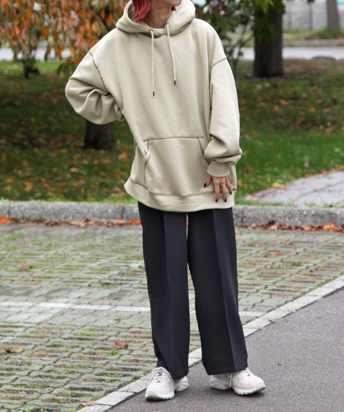 ZIP FIVE（ジップファイブ）の「【ZIP FIVE】【肉厚】ステッチパーカー/フーディー（パーカー・レディース・ブラウン/カーキ/ベージュ/アイボリー/ブラック/ブルー/チャコール・LARGE/MEDIUM/X-LARGE）」の15枚目の写真