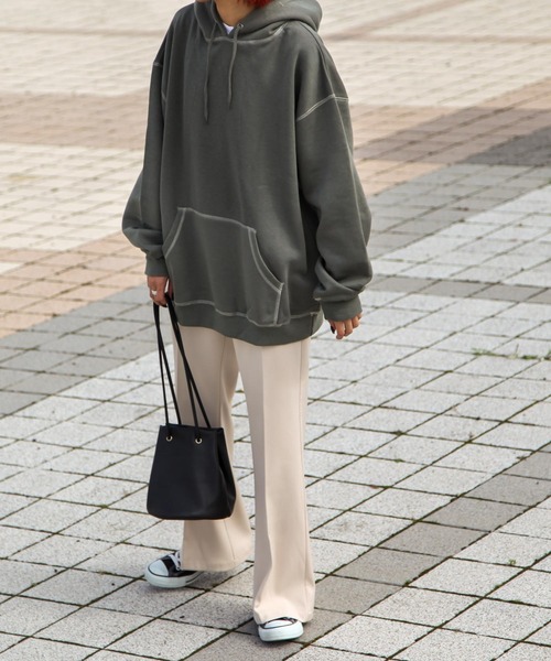 ZIP FIVE（ジップファイブ）の「【ZIP FIVE】【肉厚】ステッチパーカー/フーディー（パーカー・レディース・ブラウン/カーキ/ベージュ/アイボリー/ブラック/ブルー/チャコール・LARGE/MEDIUM/X-LARGE）」の19枚目の写真