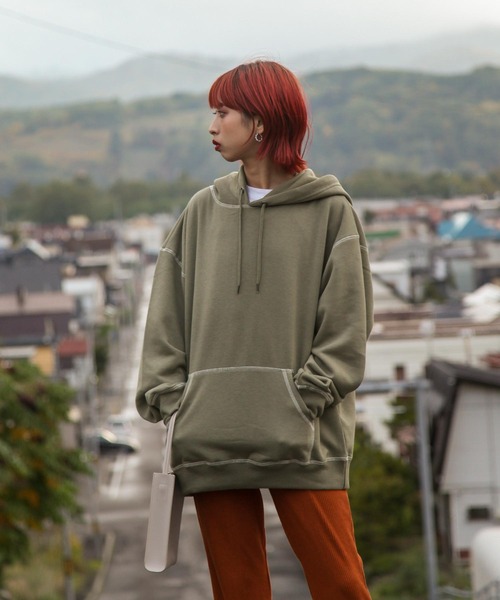 ZIP FIVE（ジップファイブ）の「【ZIP FIVE】【肉厚】ステッチパーカー/フーディー（パーカー・レディース・ブラウン/カーキ/ベージュ/アイボリー/ブラック/ブルー/チャコール・LARGE/MEDIUM/X-LARGE）」の22枚目の写真