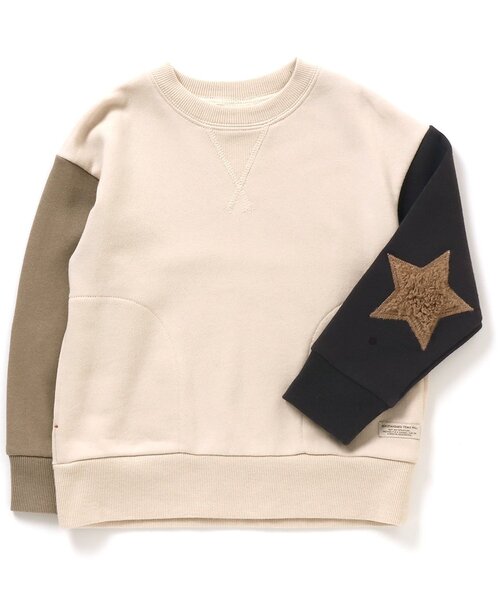 BREEZE(ブリーズ)の「スターパッチトレーナー(スウェット・キッズ・ベージュ/レッド/イエロー/ブルー/グリーン/チャコール/キナリ・150/100/140/90/80/110/130/120)」の2枚目の写真