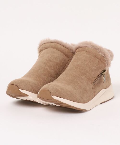 earth music&ecology Blue Label（アースミュージックアンドエコロジーブルーレーベル）の「【earthmusic&ecology Blue Label】　軽量サイドファスナーボアブーツ　EM-804（ブーツ・レディース・ベージュ/グレー・LL/S/M/L）」の2枚目の写真