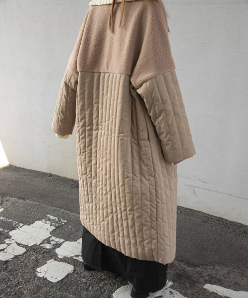 bohmal（ボマール）の「ボア切替ラインキルティングコート（ノーカラーコート・レディース・ライトグリーン/ベージュ/アイボリー/アッシュグレー・LARGE/MEDIUM）」の21枚目の写真