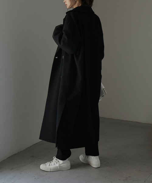 Fashion Letter(ファッションレター)の「スリットロングチェスターコート(チェスターコート・レディース・ダークラベンダー/グレイッシュベージュ/グレイッシュブルー/ブラック・FREE)」の19枚目の写真