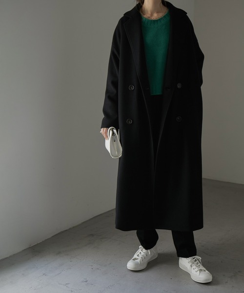 Fashion Letter(ファッションレター)の「スリットロングチェスターコート(チェスターコート・レディース・ダークラベンダー/グレイッシュベージュ/グレイッシュブルー/ブラック・FREE)」の18枚目の写真