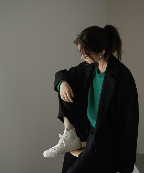Fashion Letter(ファッションレター)の「スリットロングチェスターコート(チェスターコート・レディース・ダークラベンダー/グレイッシュベージュ/グレイッシュブルー/ブラック・FREE)」の22枚目の写真