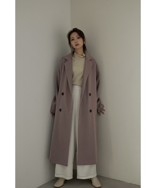 Fashion Letter(ファッションレター)の「スリットロングチェスターコート(チェスターコート・レディース・ダークラベンダー/グレイッシュベージュ/グレイッシュブルー/ブラック・FREE)」の10枚目の写真