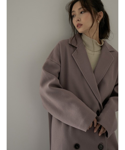 Fashion Letter(ファッションレター)の「スリットロングチェスターコート(チェスターコート・レディース・ダークラベンダー/グレイッシュベージュ/グレイッシュブルー/ブラック・FREE)」の11枚目の写真