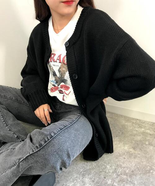 INGNI(イング)の「2WAYクルーネックミドル丈/カーディガン(カーディガン/ボレロ・レディース・ブラック/グレー/オレンジ/グリーン/オフホワイト/ブルー・M)」の13枚目の写真