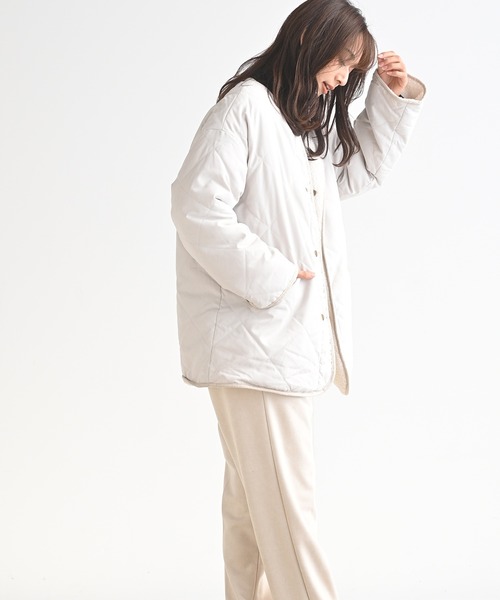 rps（アールピーエス）の「ピーチキルト×ボアリバーシブルコート（その他アウター・レディース・ベージュ/アイボリー/モカ/ライトカーキ・M）」の8枚目の写真