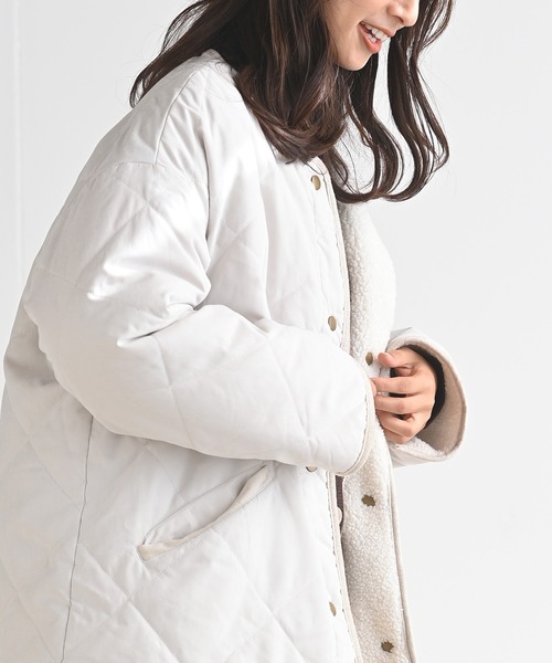 rps（アールピーエス）の「ピーチキルト×ボアリバーシブルコート（その他アウター・レディース・ベージュ/アイボリー/モカ/ライトカーキ・M）」の11枚目の写真